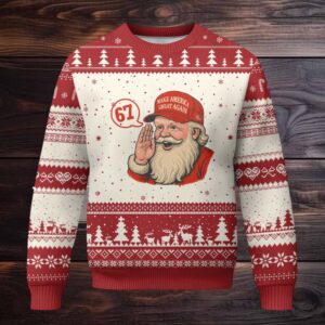 67 Six Seven Xmas Ugly Christmas Sweater Santa MAGA Hat Xmas