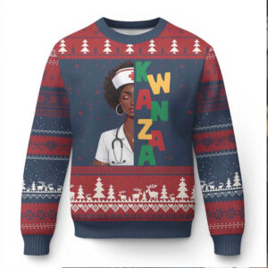 African American Nurse Ugly Christmas Sweater Joyful Kwanzaa Celebration Gift