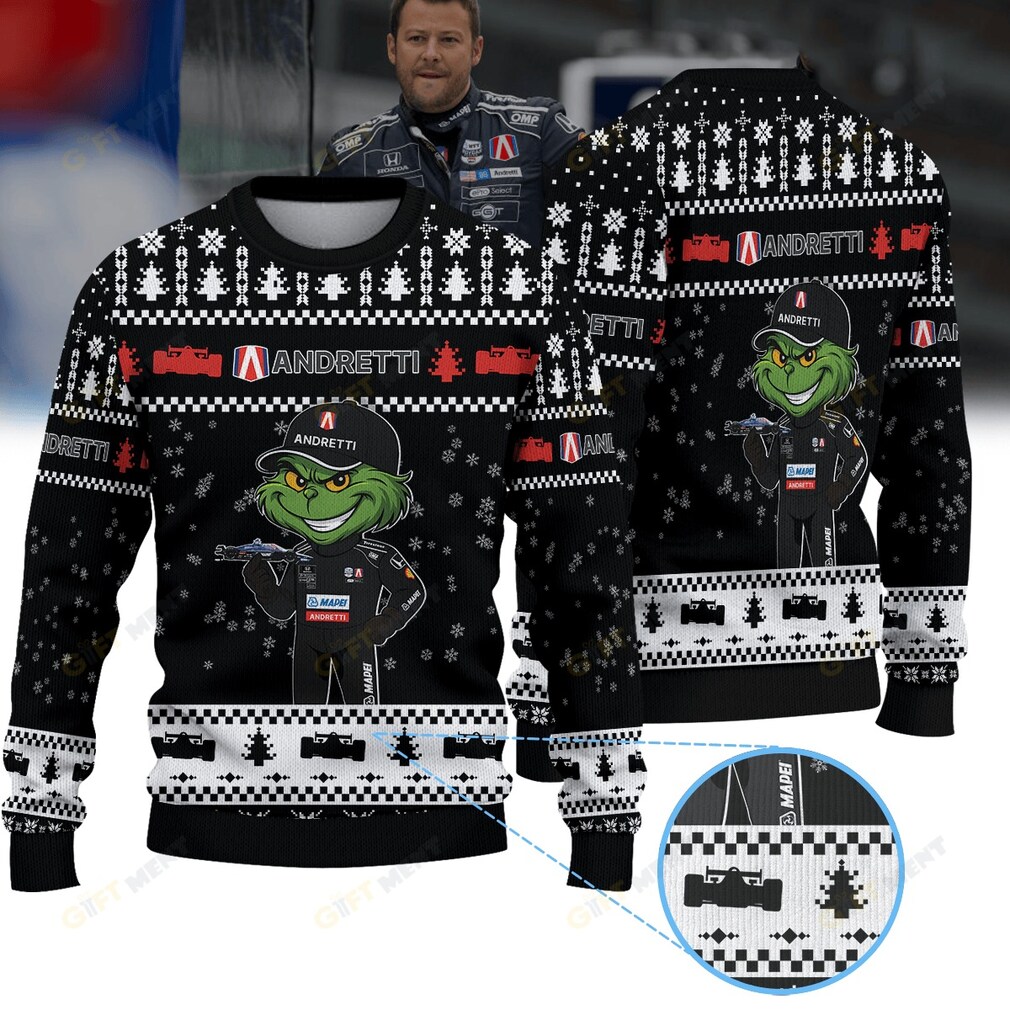 Andretti Global Marco Andretti IndyCar × Grinch Ugly Christmas Sweater Andretti Global Marco Andretti IndyCar × Grinch Ugly Christmas Sweater