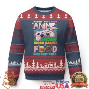 Anime Video Games Food Ugly Christmas Sweater Japan Kawaii Gamer Otaku Aesthetic