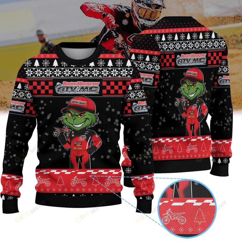 Anthony Rodriguez Rocky Mountain ATV MC Rides Unlimited Racing × Grinch Ugly Christmas Sweater Anthony Rodriguez Rocky Mountain ATV MC Rides Unlimited Racing × Grinch Ugly Christmas Sweater