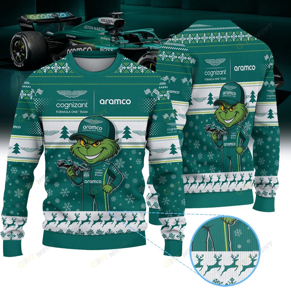Aston Martin Aramco Formula One Team × Grinch Ugly Christmas Sweater II Aston Martin Aramco Formula One Team × Grinch Ugly Christmas Sweater II
