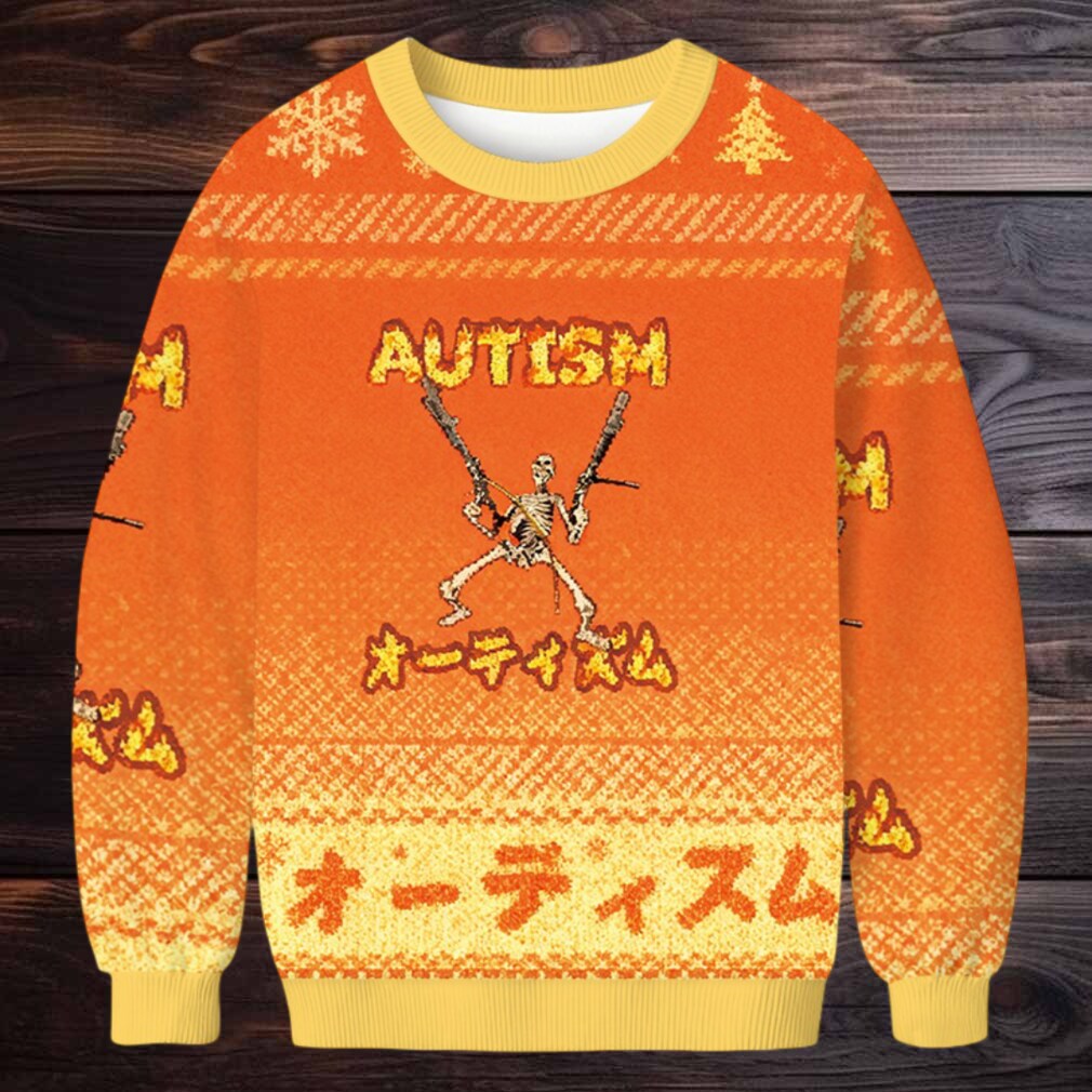 Autism Funny Skeleton Christmas Ugly Sweatshirt Autism Funny Skeleton Christmas Ugly Sweatshirt