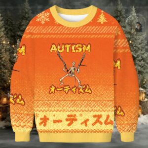 Autism Funny Skeleton Christmas Ugly Sweatshirt