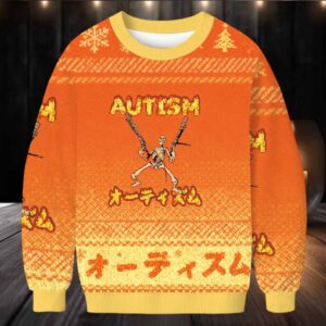 Autism Funny Skeleton Christmas Ugly Sweatshirt
