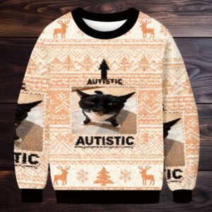 Autistic Cat Christmas Ugly Sweatshirt Autistic Cat Christmas Ugly Sweatshirt