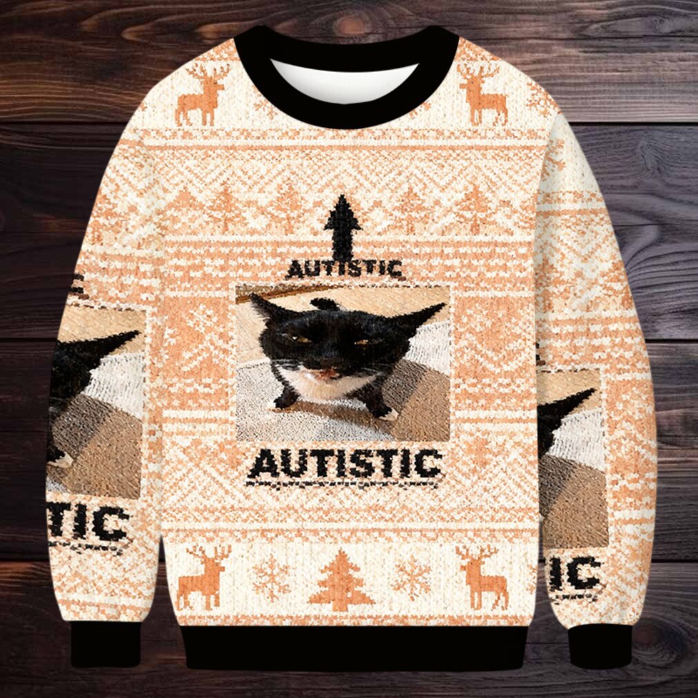 Autistic Cat Christmas Ugly Sweatshirt Autistic Cat Christmas Ugly Sweatshirt
