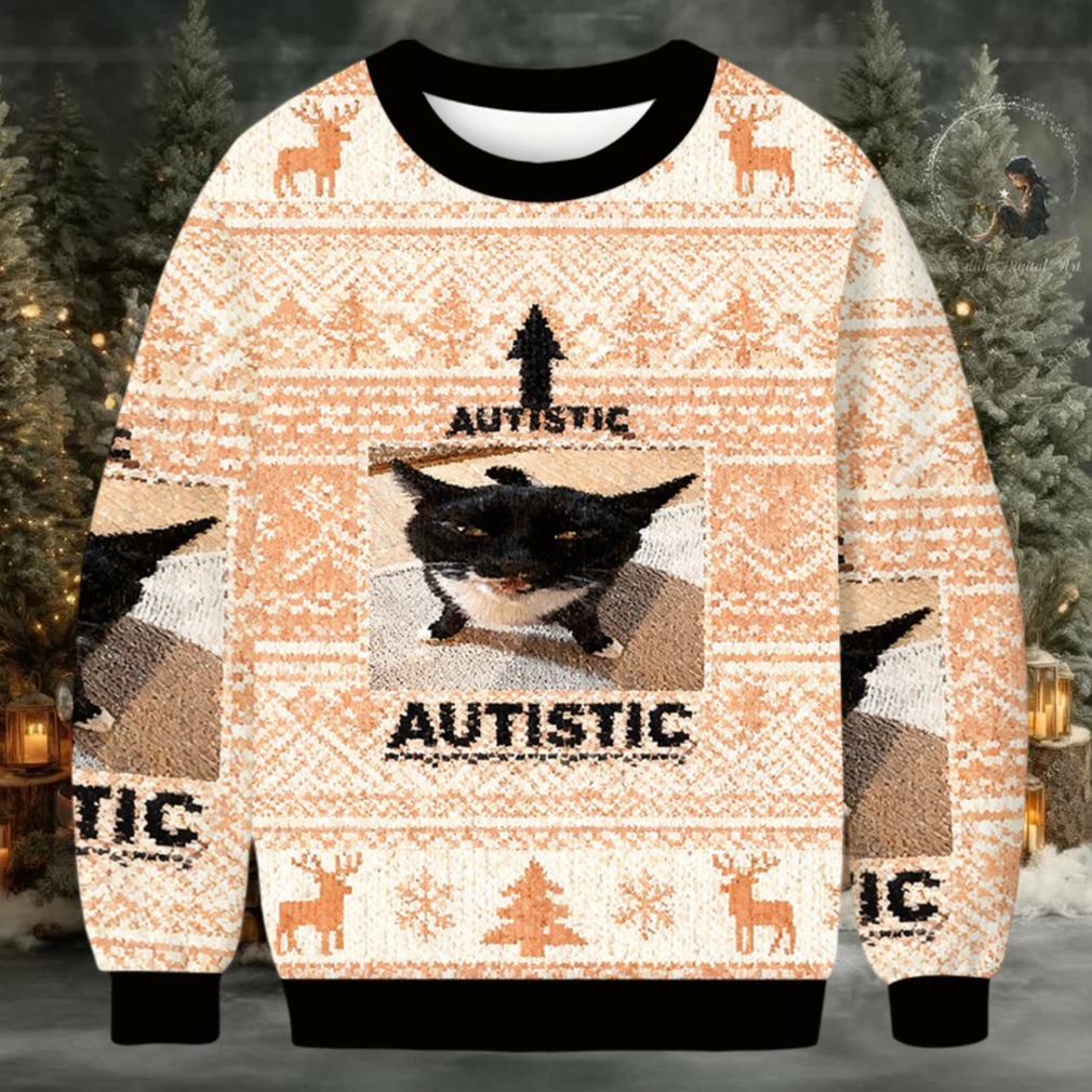 Autistic Cat Christmas Ugly Sweatshirt Autistic Cat Christmas Ugly Sweatshirt
