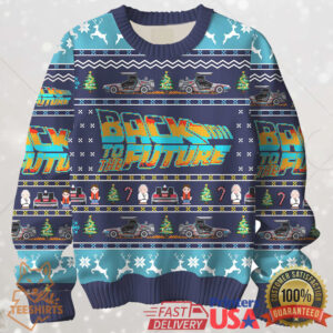 Back To The Future Christmas Sweater Black Funny Ugly Christmas Sweater