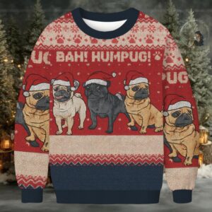 Bah Hum Pug Dog Lovers Christmas Ugly Sweatshirt