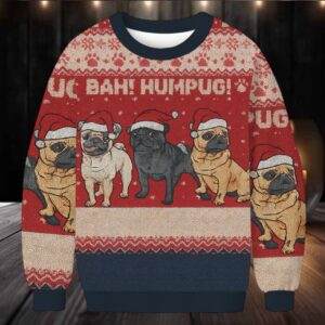 Bah Hum Pug Dog Lovers Christmas Ugly Sweatshirt