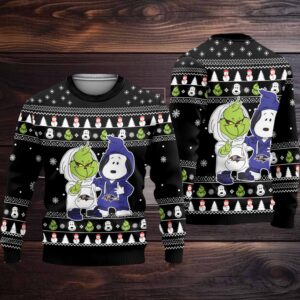 Baltimore Ravens – Grinch And Snoopy Ugly Christmas Sweater