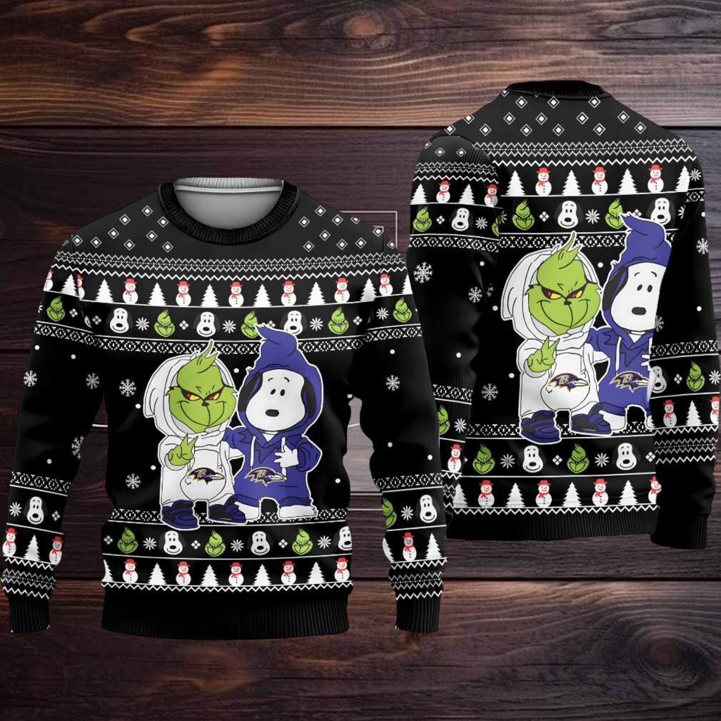 Baltimore Ravens – Grinch And Snoopy Ugly Christmas Sweater Baltimore Ravens – Grinch And Snoopy Ugly Christmas Sweater