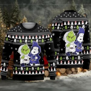 Baltimore Ravens – Grinch And Snoopy Ugly Christmas Sweater