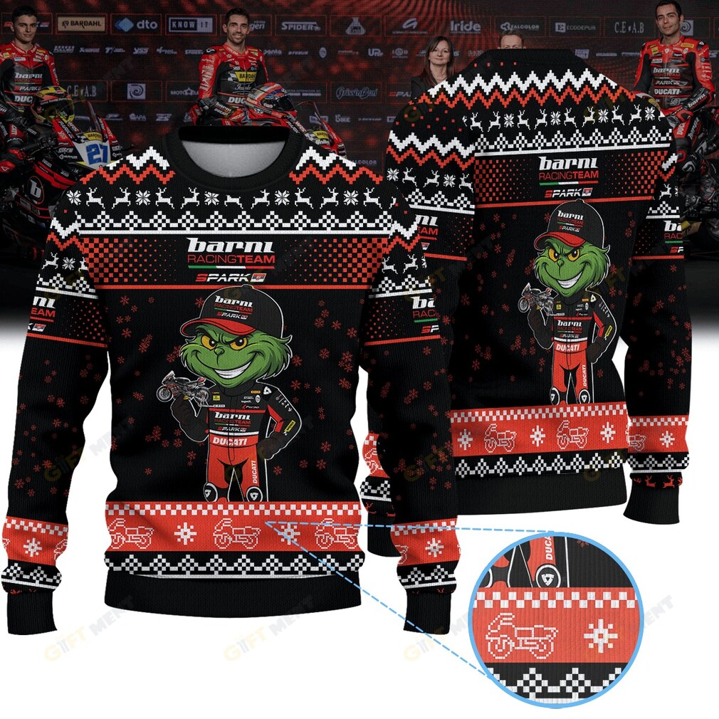 Barni Spark Racing Team WorldSBK Grinch Ugly Christmas Sweater detail view