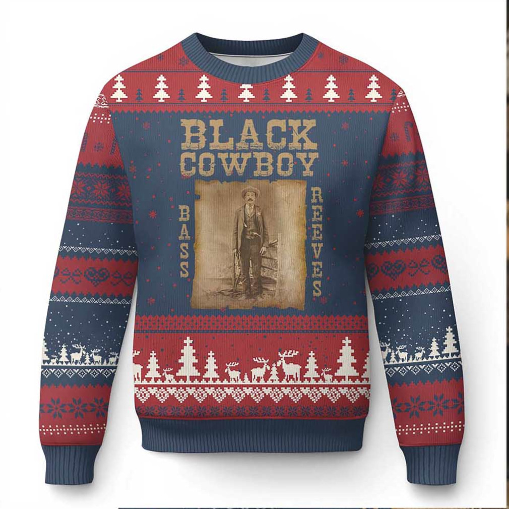 Bass Reeves Ugly Christmas Sweater Black Cowboy Western Legend Vintage Bass Reeves Ugly Christmas Sweater Black Cowboy Western Legend Vintage