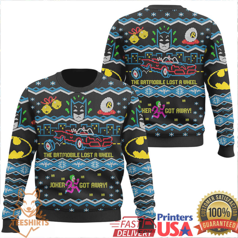 Batman and Joker ‘The Batmobile Lost a Wheel’ Ugly Christmas Sweater Batman and Joker ‘The Batmobile Lost a Wheel’ Ugly Christmas Sweater