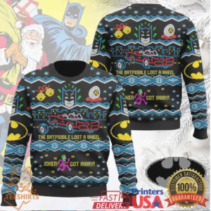 Batman and Joker 'The Batmobile Lost a Wheel' Ugly Christmas Sweater