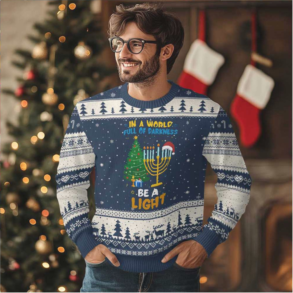 Be A Light Xmas Hanukkah Ugly Christmas Sweater Interfaith Family Gift Be A Light Xmas Hanukkah Ugly Christmas Sweater Interfaith Family Gift