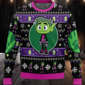 Beast Boy Teen Titans DC Comics Ugly Christmas Sweater Beast Boy Teen Titans DC Comics Ugly Christmas Sweater