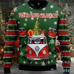 Black Cat Dad Mom Peace Love Ugly Holiday Sweater