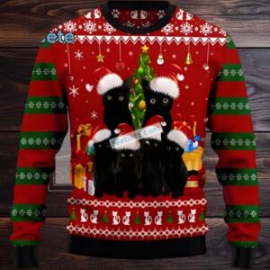 Black Cat Dad Santa Ugly Christmas Sweatshirt Men Black Cat Dad Santa Ugly Christmas Sweatshirt Men
