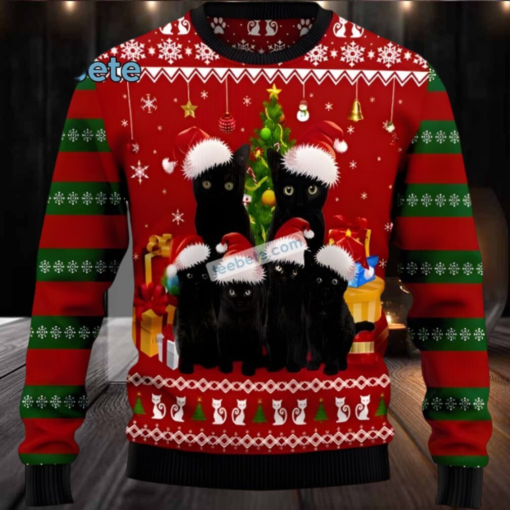 Black Cat Dad Santa Ugly Christmas Sweatshirt Men Black Cat Dad Santa Ugly Christmas Sweatshirt Men