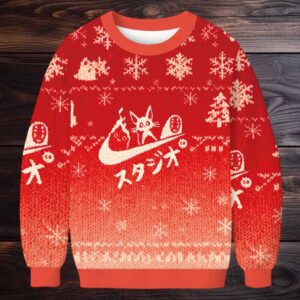 Black Cat Ghibli Vintage Christmas Ugly Sweatshirt