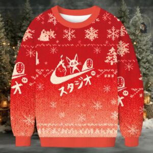 Black Cat Ghibli Vintage Christmas Ugly Sweatshirt