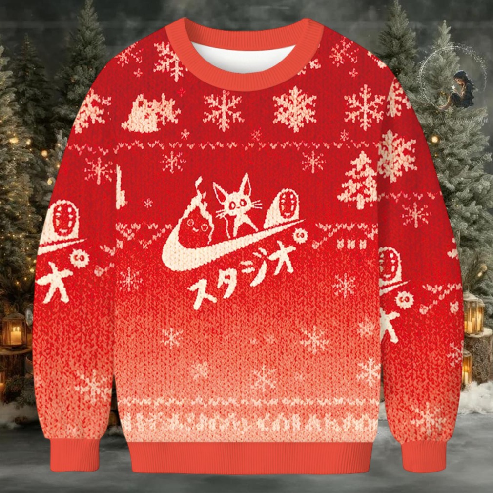 Black Cat Ghibli Vintage Christmas Ugly Sweatshirt Black Cat Ghibli Vintage Christmas Ugly Sweatshirt
