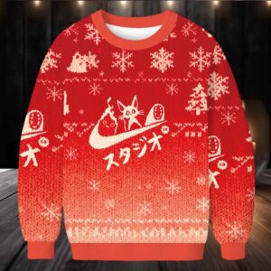 Black Cat Ghibli Vintage Christmas Ugly Sweatshirt