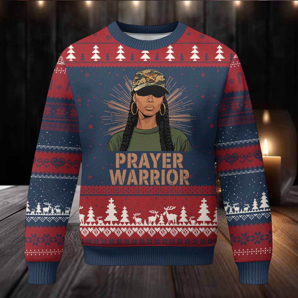 Black Prayer Warrior Ugly Christmas Sweater Jesus God Christian Camo Girl Black Prayer Warrior Ugly Christmas Sweater Jesus God Christian Camo Girl