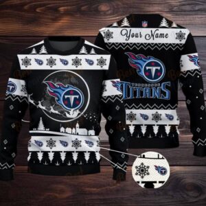 Black Tennessee Titans NFL Ugly Christmas Sweater Name Customized
