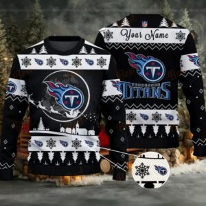 Black Tennessee Titans NFL Ugly Christmas Sweater Name Customized