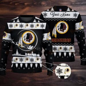 Black Washington Commanders Themed Ugly Christmas Sweaters – Personalized Gift