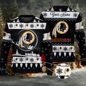 Black Washington Commanders Themed Ugly Christmas Sweaters – Personalized Gift