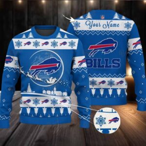 Blue Buffalo Bills NFL Ugly Christmas Sweater Name Customized