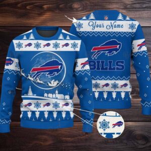 Blue Buffalo Bills NFL Ugly Christmas Sweater Name Customized