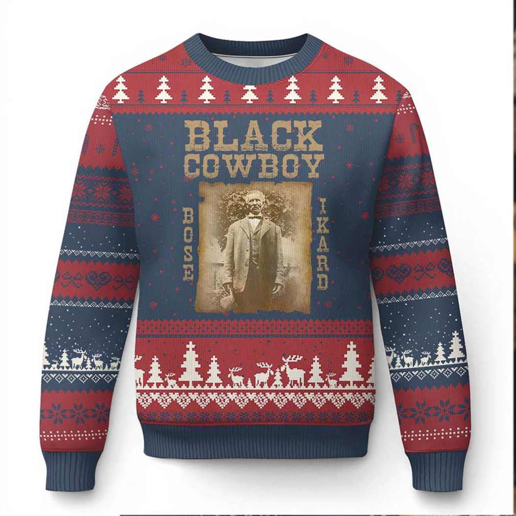 Bose Ikard Ugly Christmas Sweater Black Cowboy Western Legend Vintage Bose Ikard Ugly Christmas Sweater Black Cowboy Western Legend Vintage