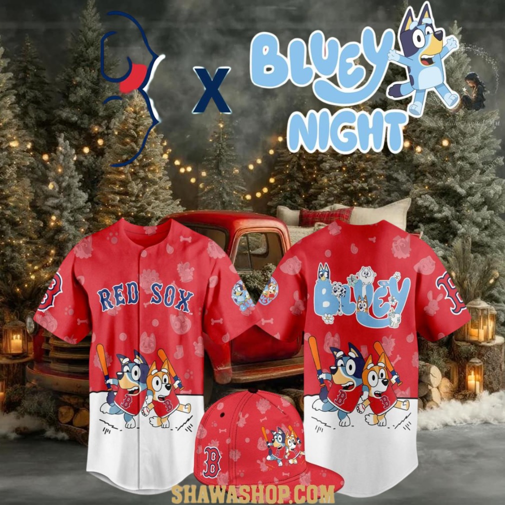Boston Red Sox 2025 Bluey MLB Game Night Christmas Baseball Jersey Boston Red Sox 2025 Bluey MLB Game Night Christmas Baseball Jersey