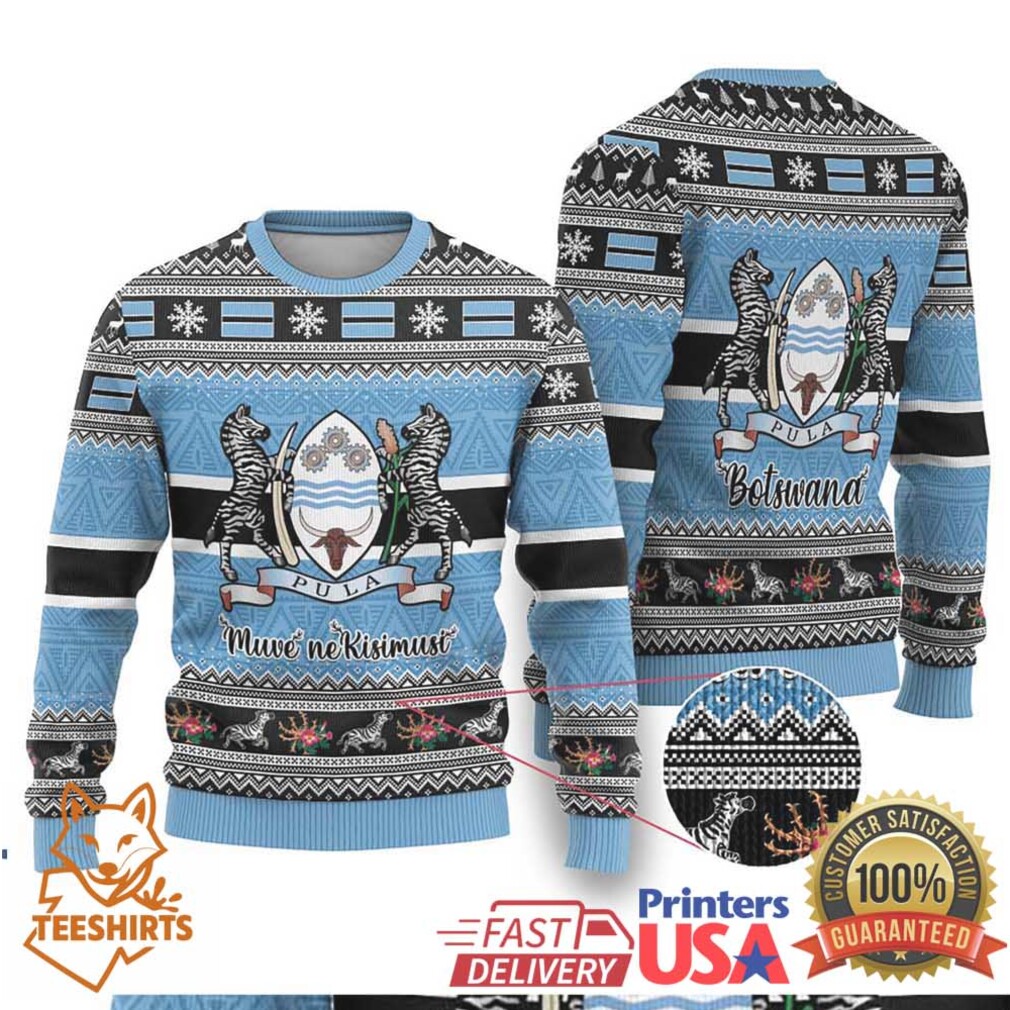 Botswana Christmas Ugly Christmas Sweater Coat Of Arms Muve neKisimusi Botswana Christmas Ugly Christmas Sweater Coat Of Arms Muve neKisimusi