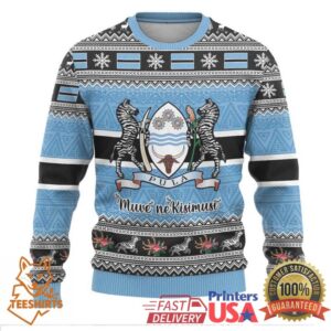 Botswana Christmas Ugly Christmas Sweater Coat Of Arms Muve neKisimusi