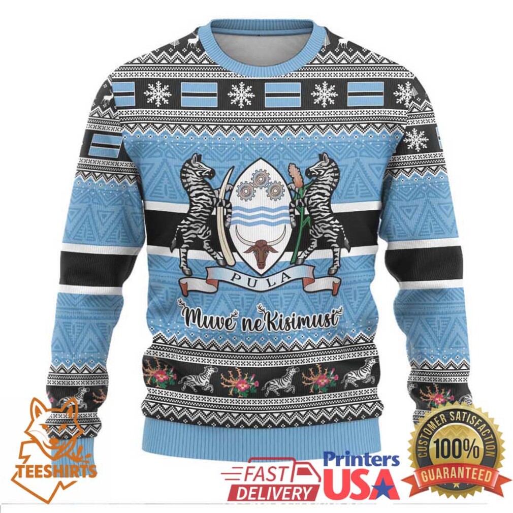 Botswana Christmas Ugly Christmas Sweater Coat Of Arms Muve neKisimusi Botswana Christmas Ugly Christmas Sweater Coat Of Arms Muve neKisimusi