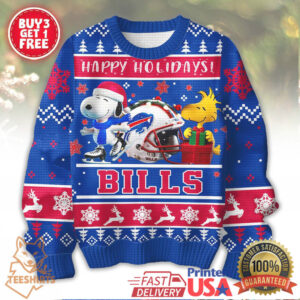 Buffalo Bills Snoopy and Woodstock Christmas Sweater