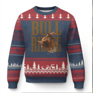 Bull Riding Cowboy Western Texas Rodeo Life Ugly Christmas Sweater