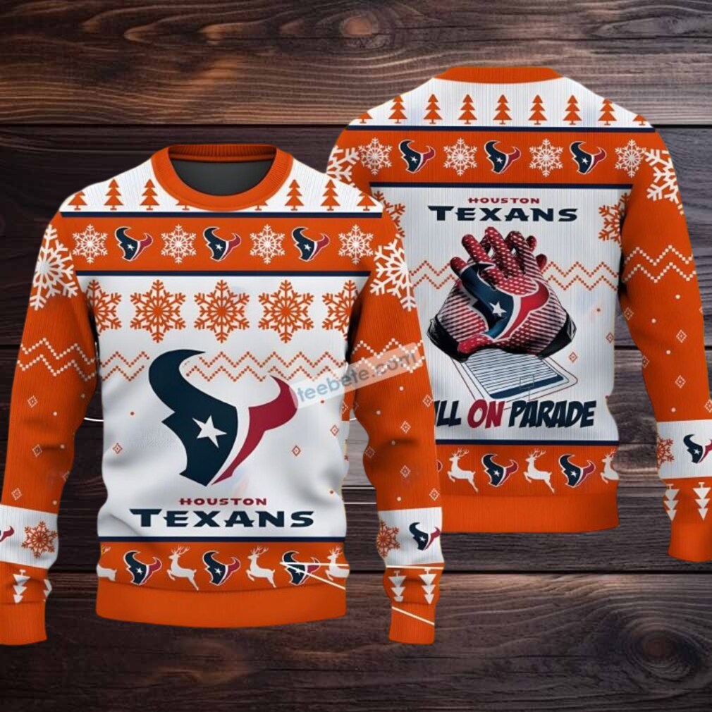 Bulls On Parade Houston Texans Ugly Christmas Cardigan White Orange Bulls On Parade Houston Texans Ugly Christmas Cardigan White Orange