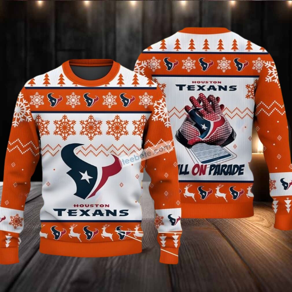 Bulls On Parade Houston Texans Ugly Christmas Cardigan White Orange Bulls On Parade Houston Texans Ugly Christmas Cardigan White Orange
