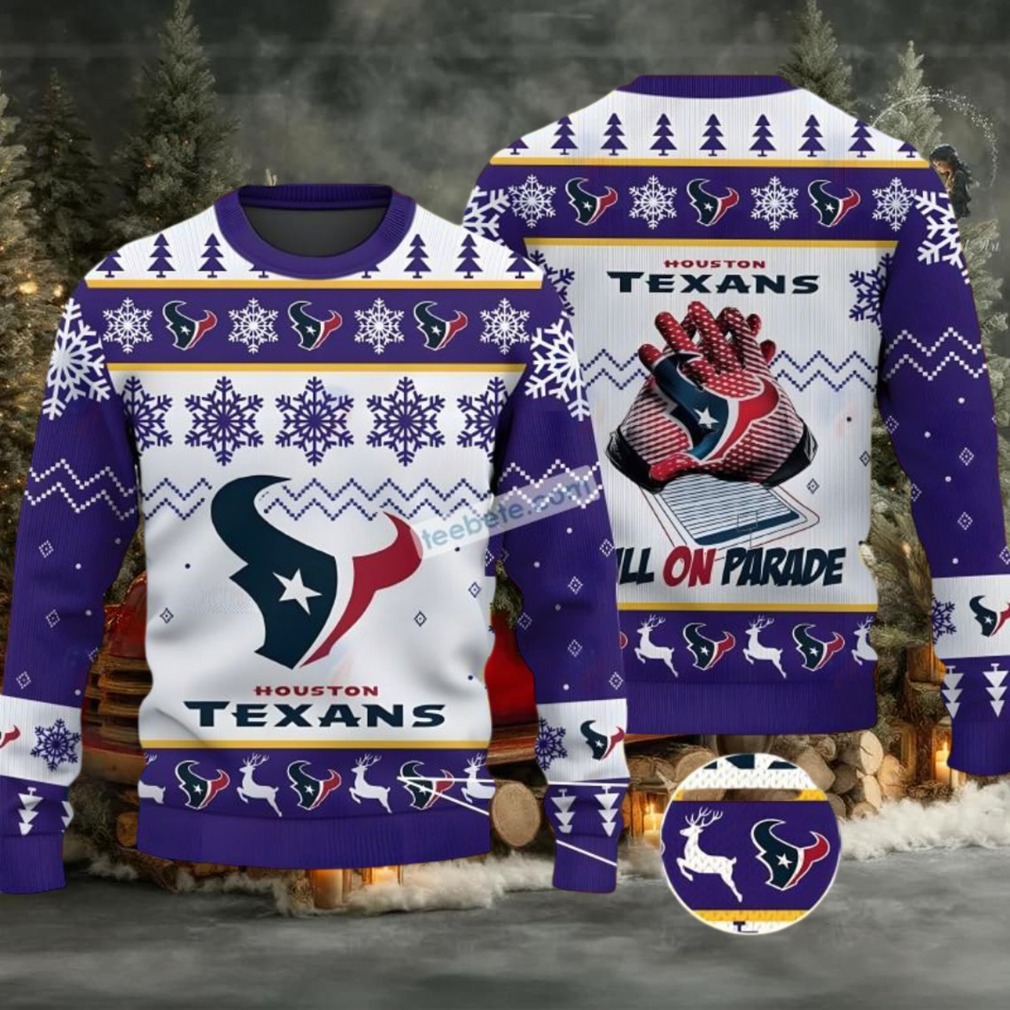 Bulls On Parade Houston Texans Ugly Christmas Sweater On Sale White Purple Bulls On Parade Houston Texans Ugly Christmas Sweater On Sale White Purple