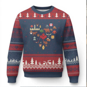 Canada Pride Ugly Christmas Sweater Canadian Flag Maple Leaf