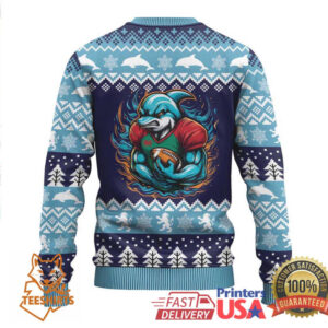 Cardiganshire Wales Christmas Ugly Christmas Sweater Cardigan Bay Dolphin Rugby Design